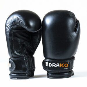 Drako Leather Boxing Gloves - Black, 8oz