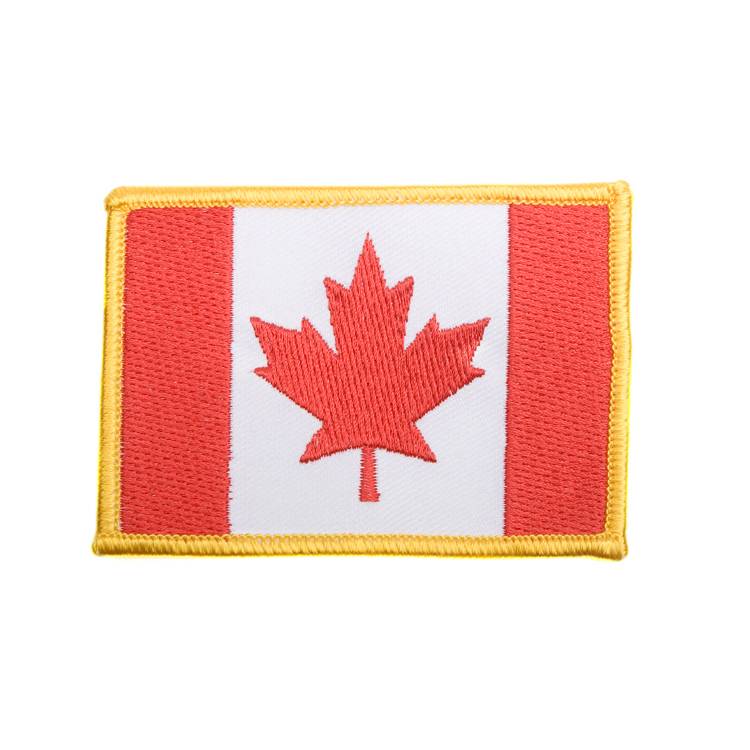 ACC8002MUI - Patch Cdn Flag Gold Trim 750x750 Canadian Flag Gold Trim Patch - Image 1