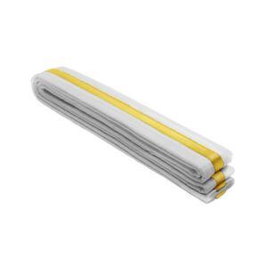 Drako Taekwondo Striped Regular Belts - White YellowStripe, 00
