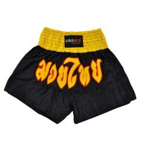 Drako Muay Thai Boxing Shorts - Black/Yellow, XL
