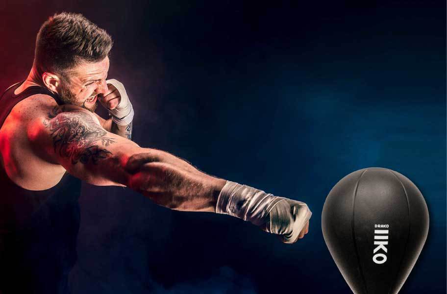Athlete punching speed bag